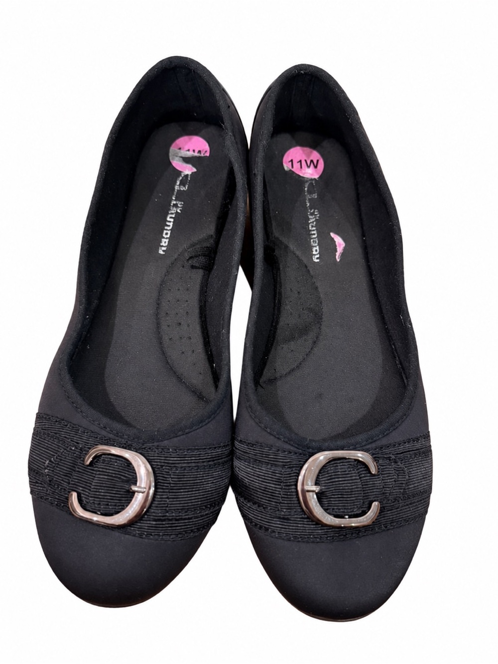 Dexflex Comfort Black Ballet Flats Silver Hardware Size 11W